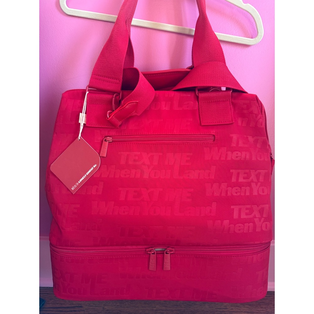 BÉIS x Lonely Ghost Mini Weekender Text Me Red NWT Limited Edition